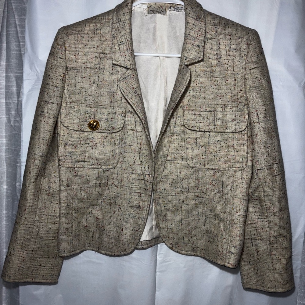 Valentino Beige Tweed Blazer